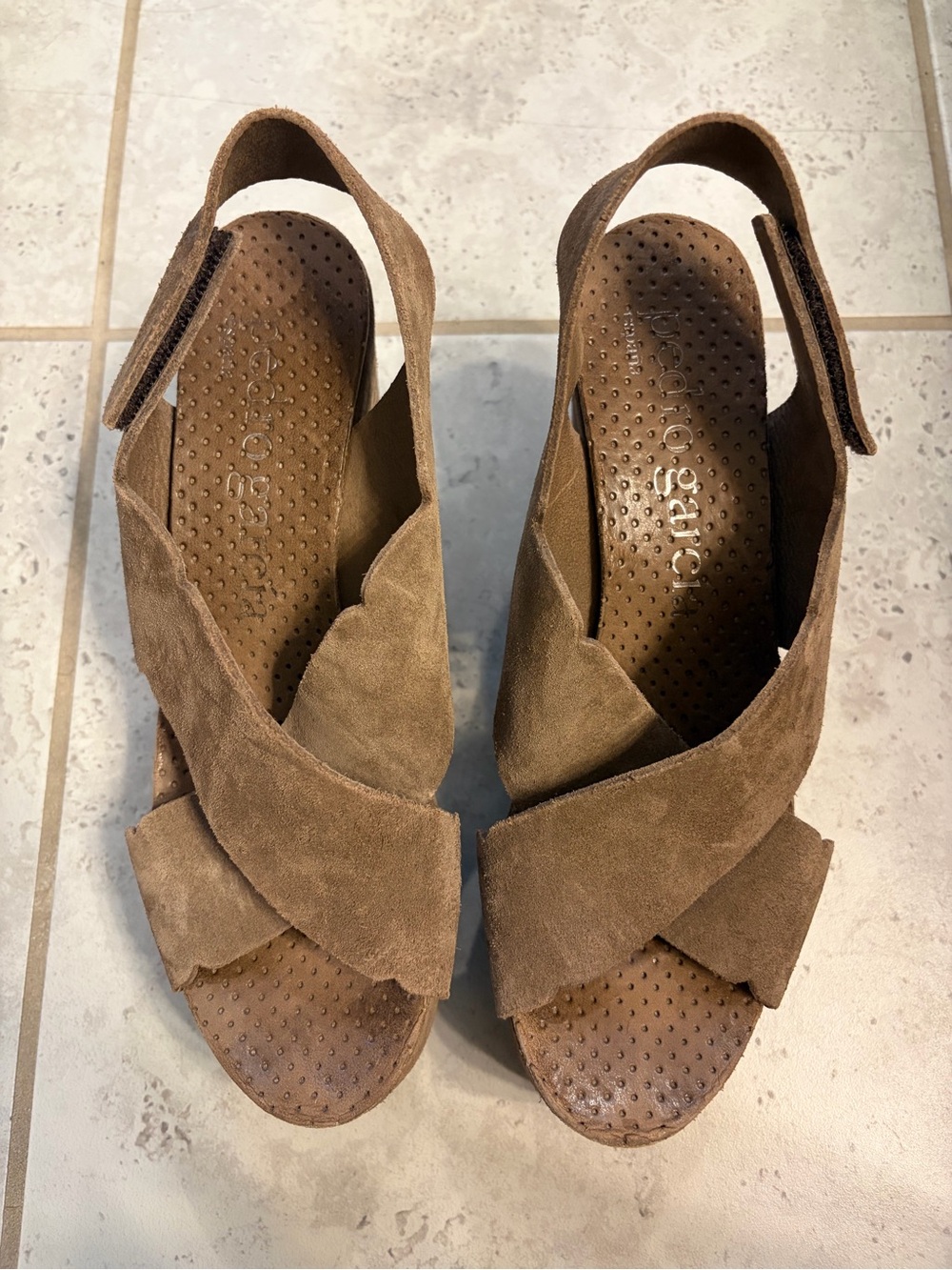 Pedro Garcia | Comfort Brown Suede Velcro Wedge Heel Sandals | Sz 9 (EU 39.5) - Picture 3 of 7
